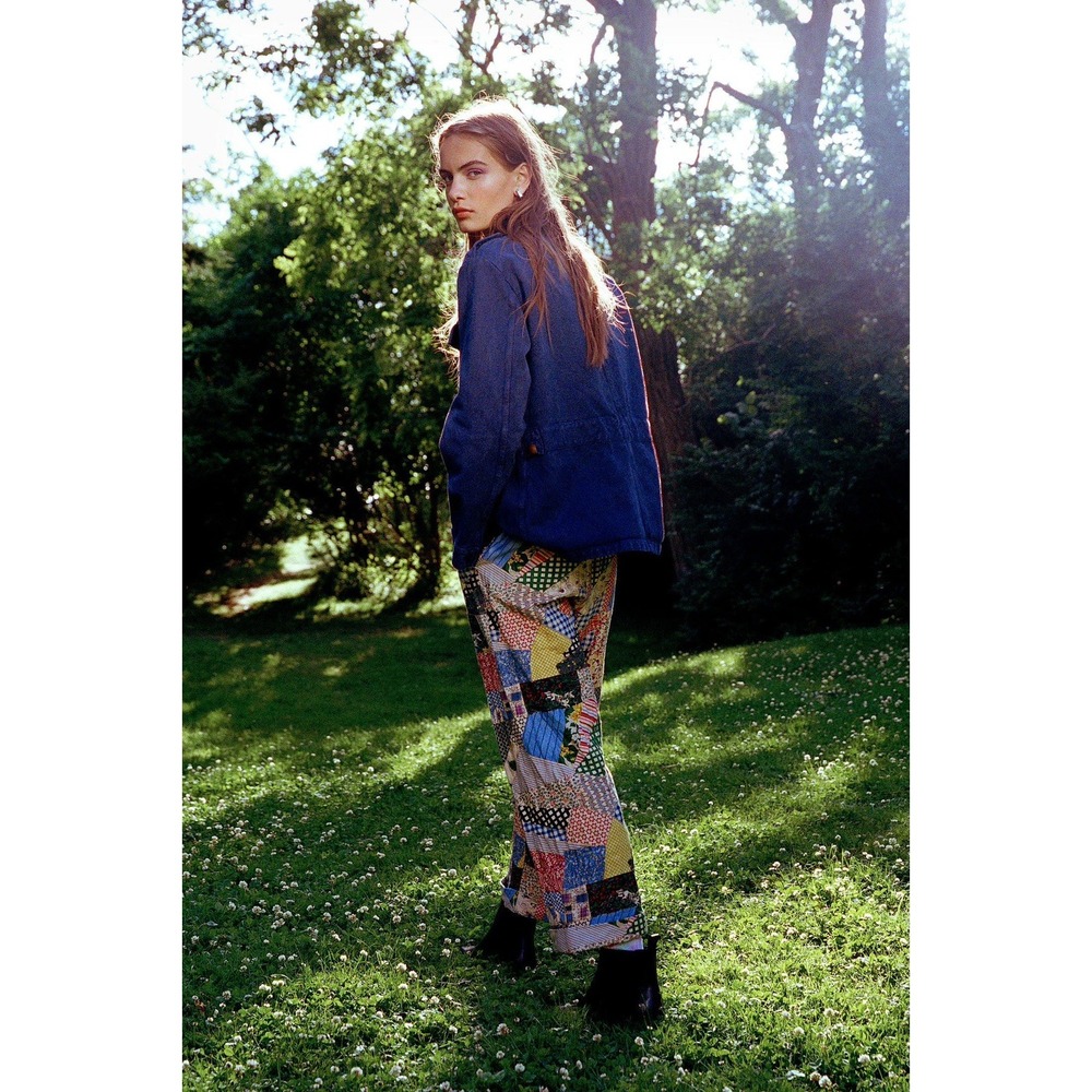 Kimchi Blue Gertie Patchwork Plaid quilted Balloon Barrel wide leg Pants Small